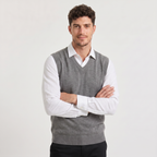 Gilet en tricot homme avec col en V coupe régulière
