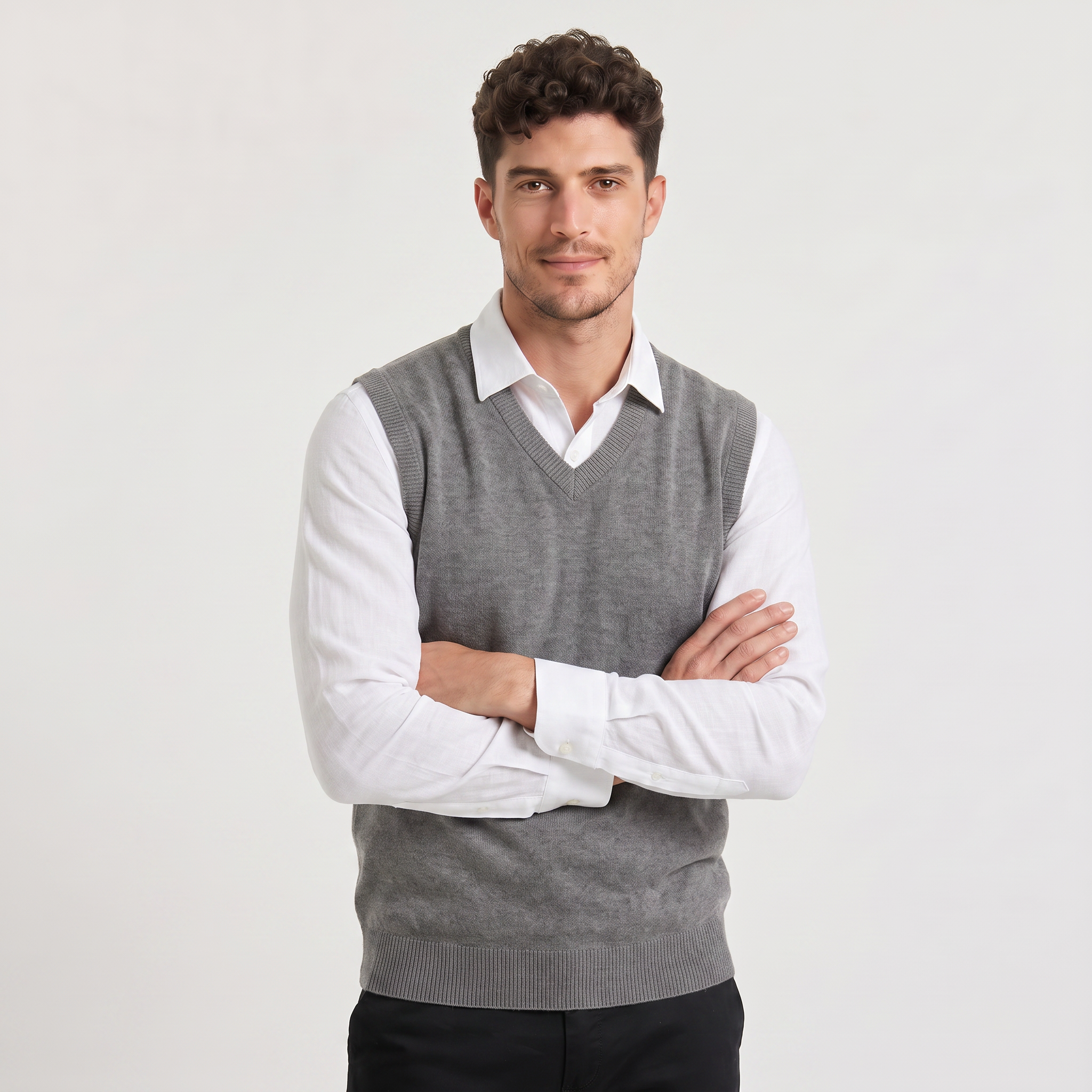 Gilet en tricot homme avec col en V coupe régulière