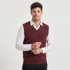 Gilet en tricot homme avec col en V coupe régulière