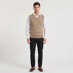 Gilet en tricot homme avec col en V coupe régulière