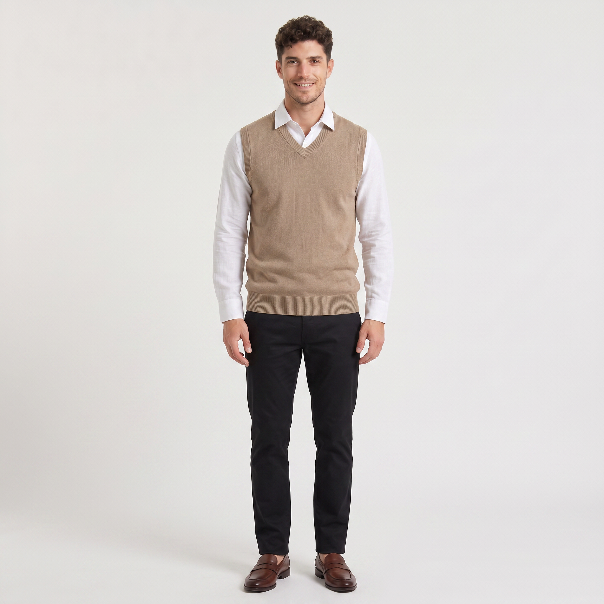 Gilet en tricot homme avec col en V coupe régulière