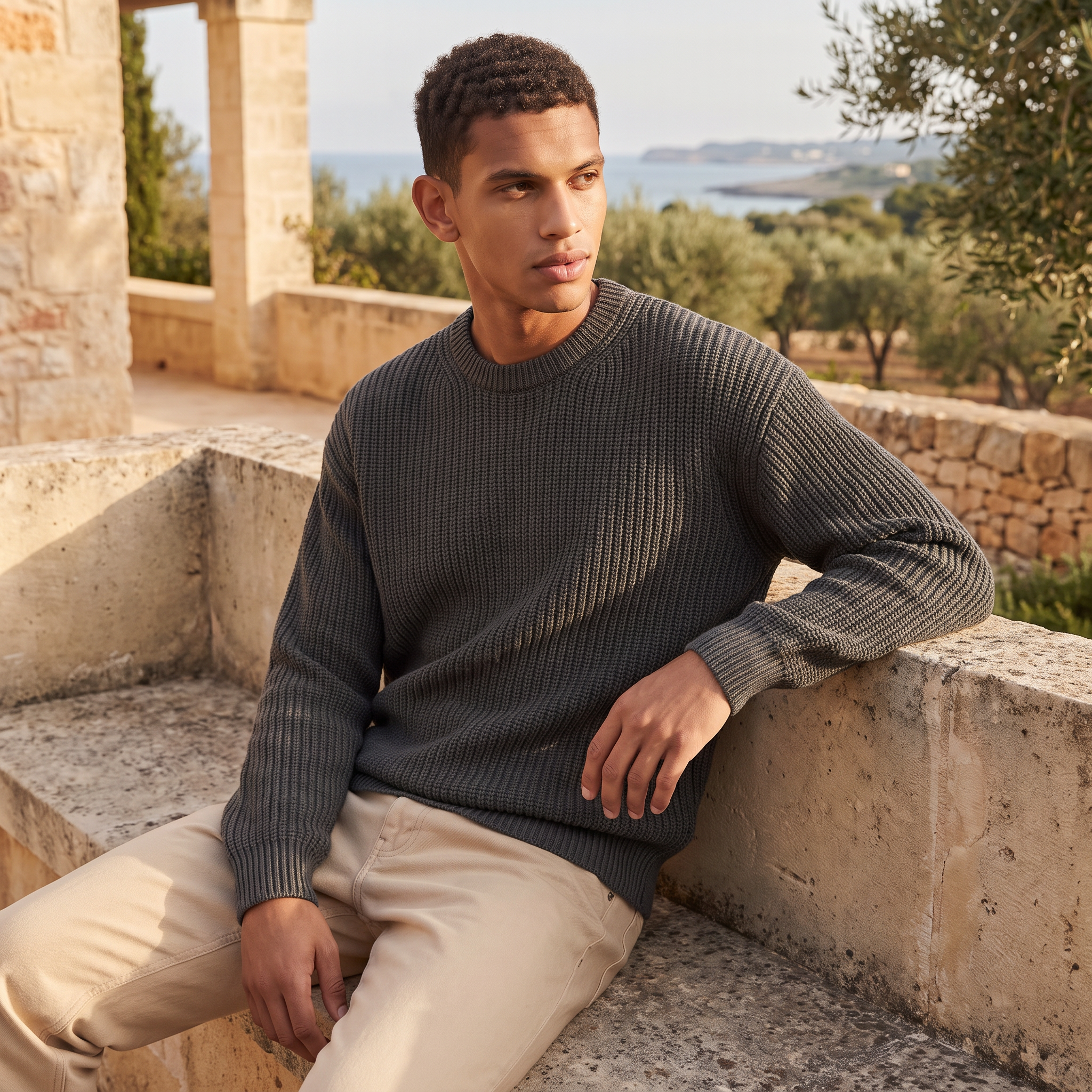 Pull-over oversize pour homme en maille structurée