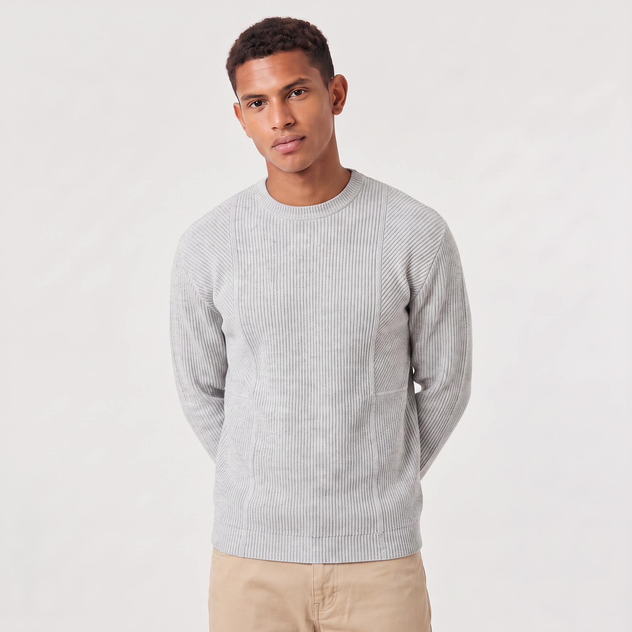 Pull en maille homme coupe décontractée avec col rond