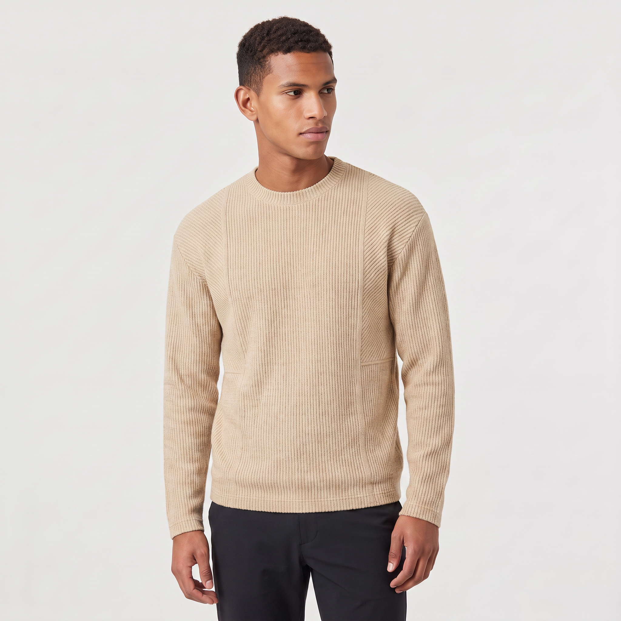 Pull en maille homme coupe décontractée avec col rond