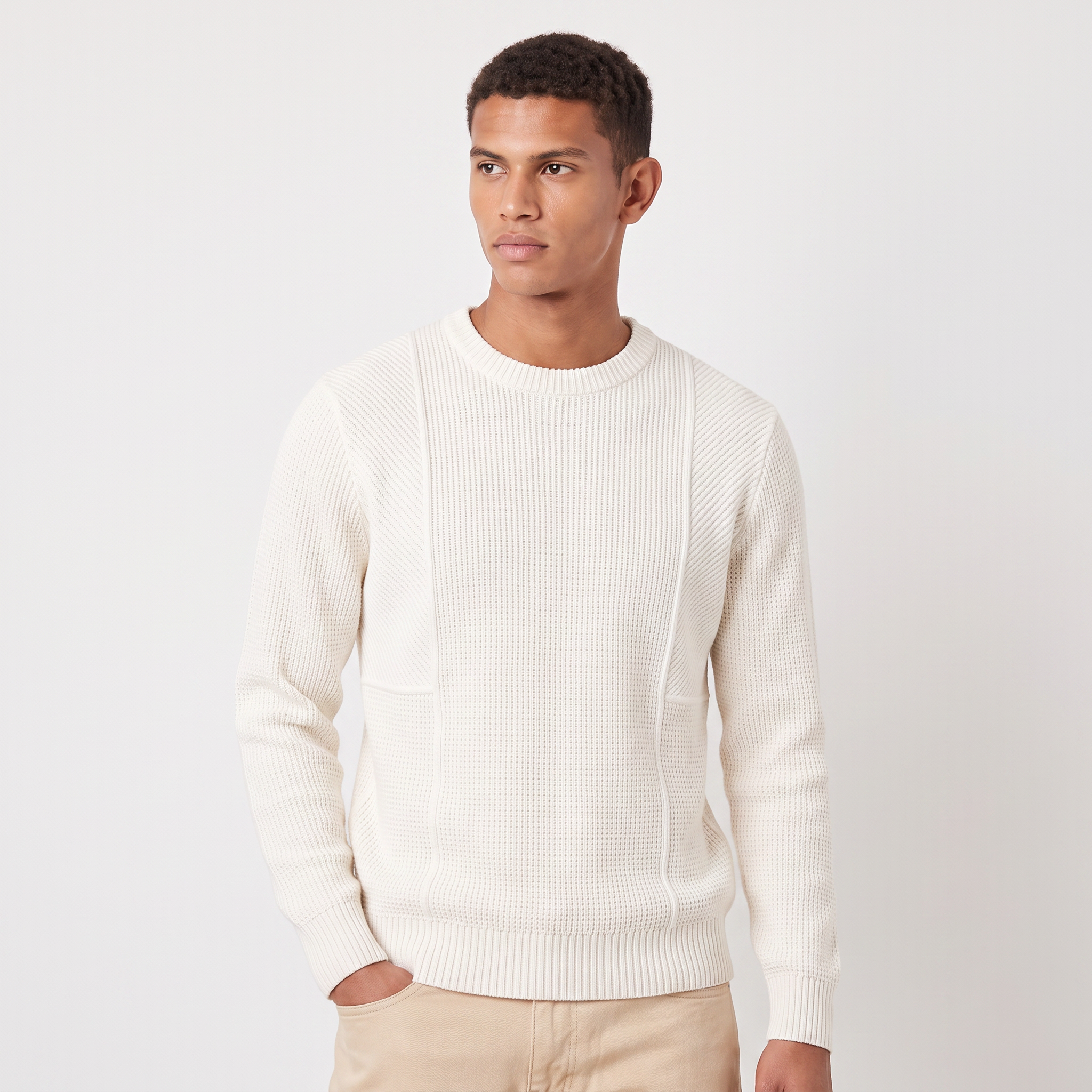 Pull en maille homme coupe décontractée avec col rond