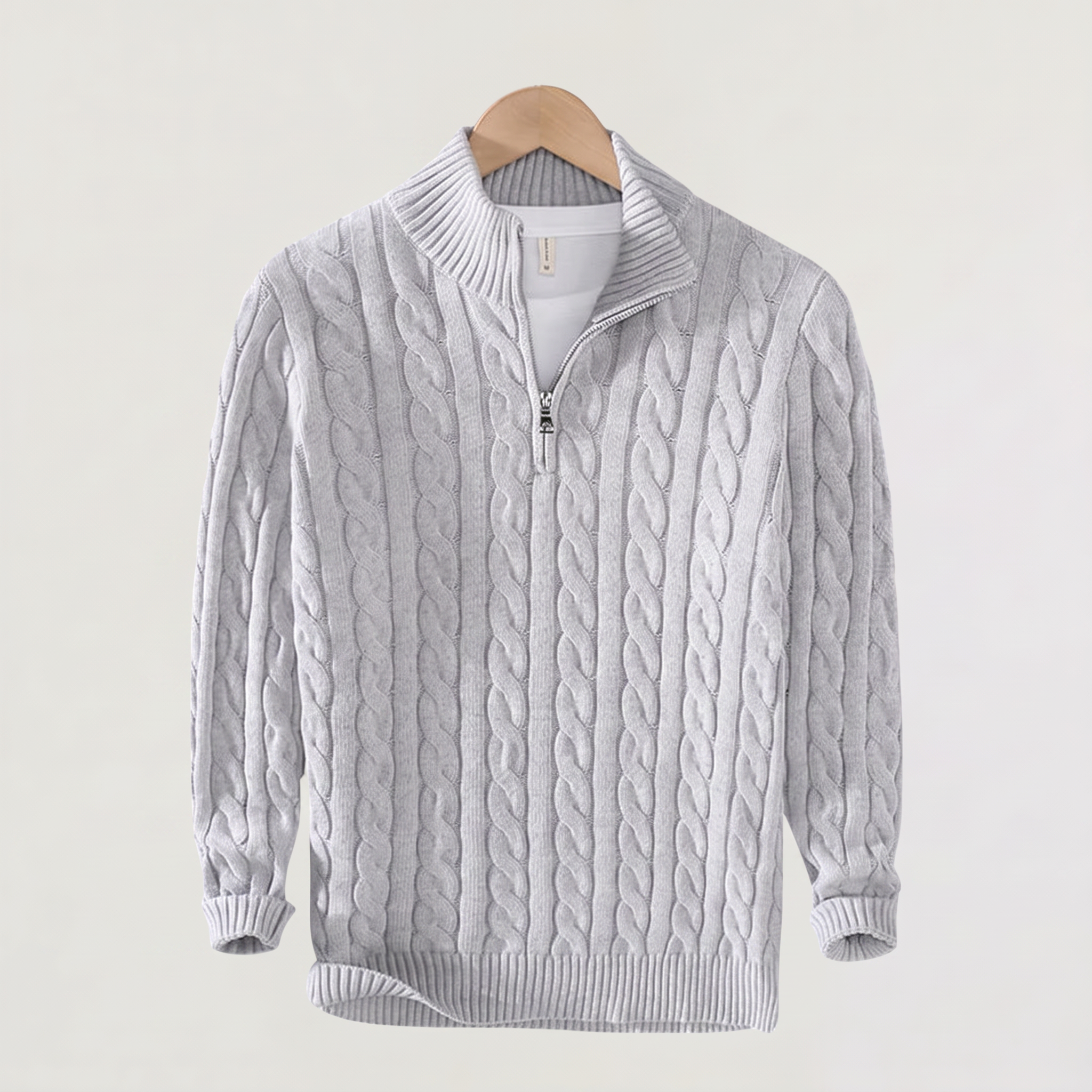 Pull en tricot pour homme avec demi-fermeture éclair