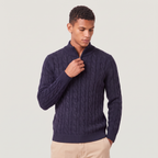 Pull en tricot pour homme avec demi-fermeture éclair