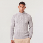 Pull en tricot pour homme avec demi-fermeture éclair