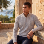 Pull en tricot pour homme avec demi-fermeture éclair