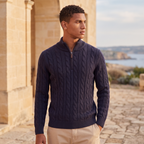 Pull en tricot pour homme avec demi-fermeture éclair
