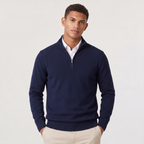 Pull en tricot pour homme avec col montant et fermeture éclair 1/4