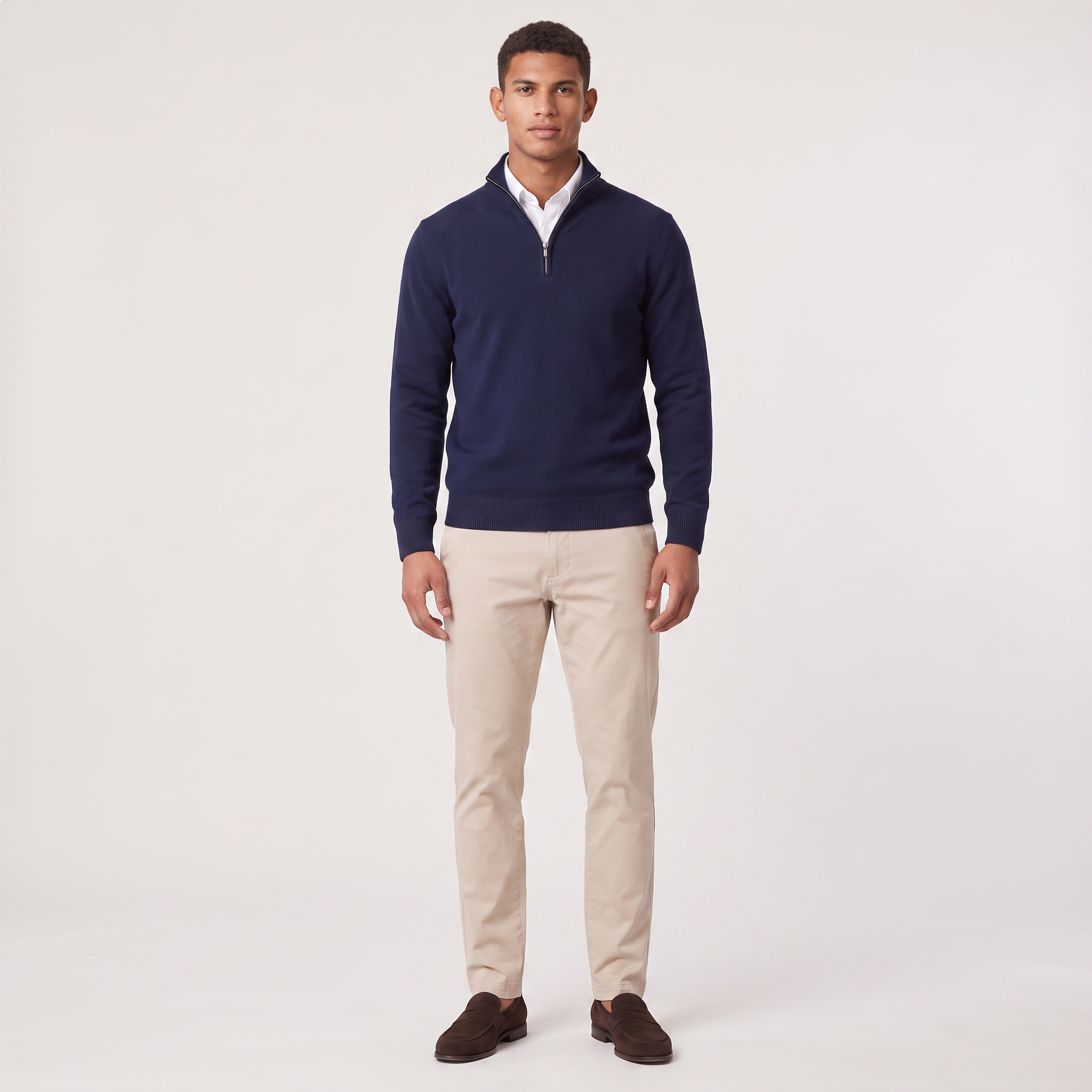 Pull Montarello pour homme à col montant et fermeture éclair quart de tour effet tricoté