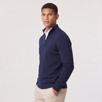 Pull en tricot pour homme avec col montant et fermeture éclair 1/4