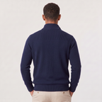 Pull en tricot pour homme avec col montant et fermeture éclair 1/4