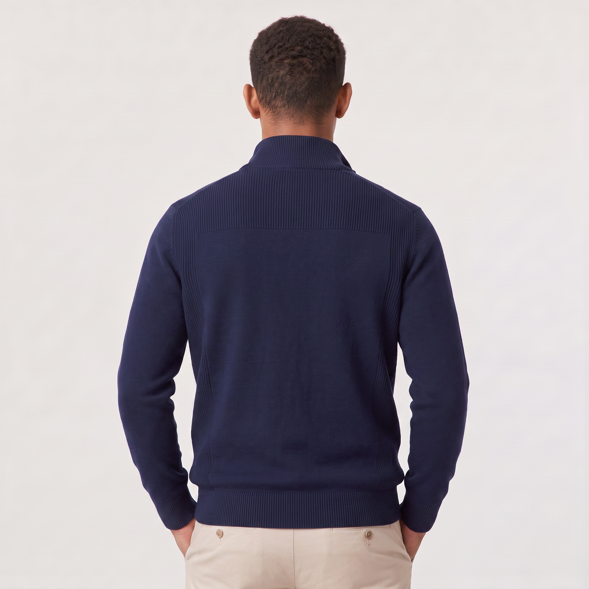 Pull Montarello pour homme à col montant et fermeture éclair quart de tour effet tricoté