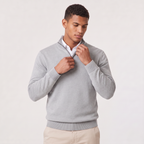 Pull en tricot pour homme avec col montant et fermeture éclair 1/4