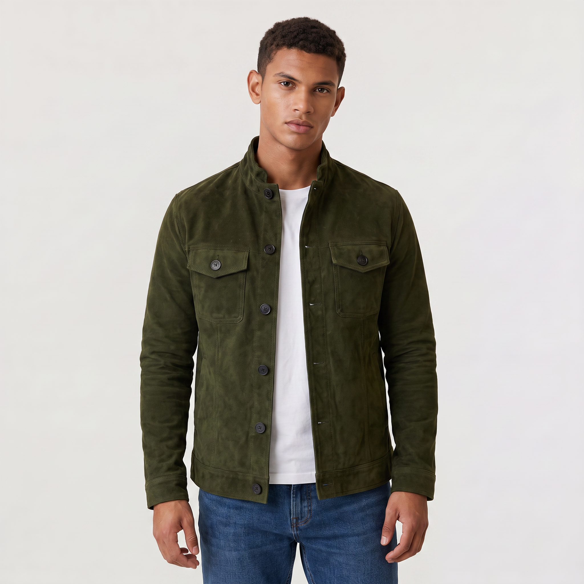 Veste camionneur homme en imitation cuir velours