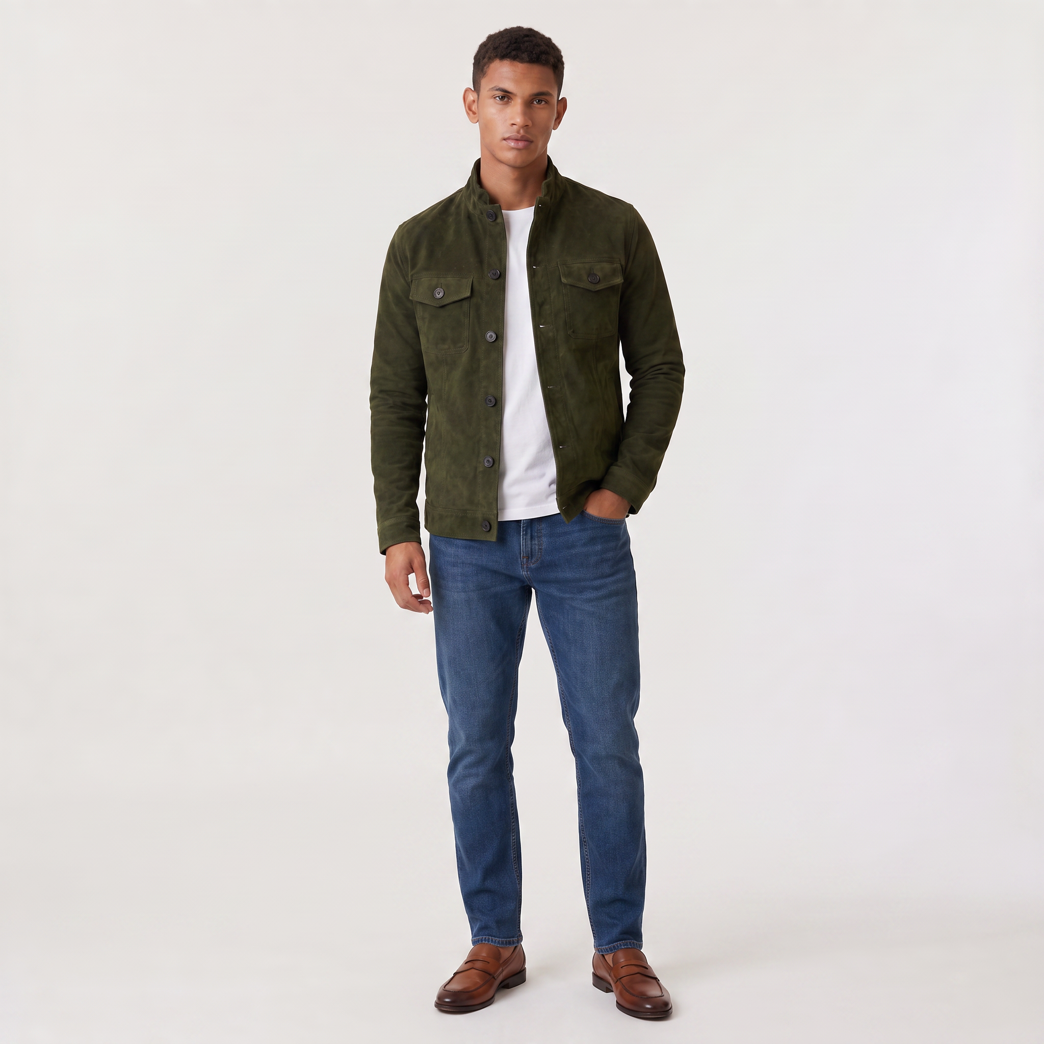 Veste camionneur homme en imitation cuir velours
