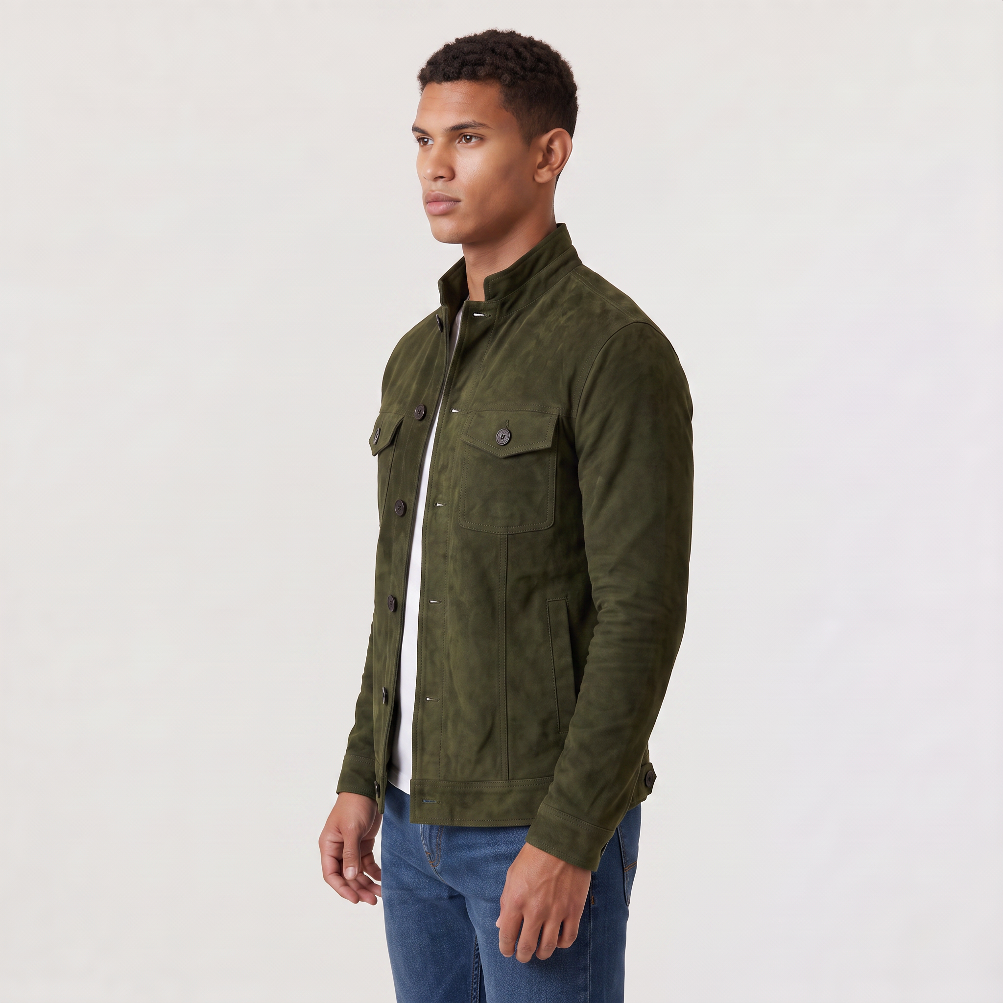 Veste camionneur homme en imitation cuir velours