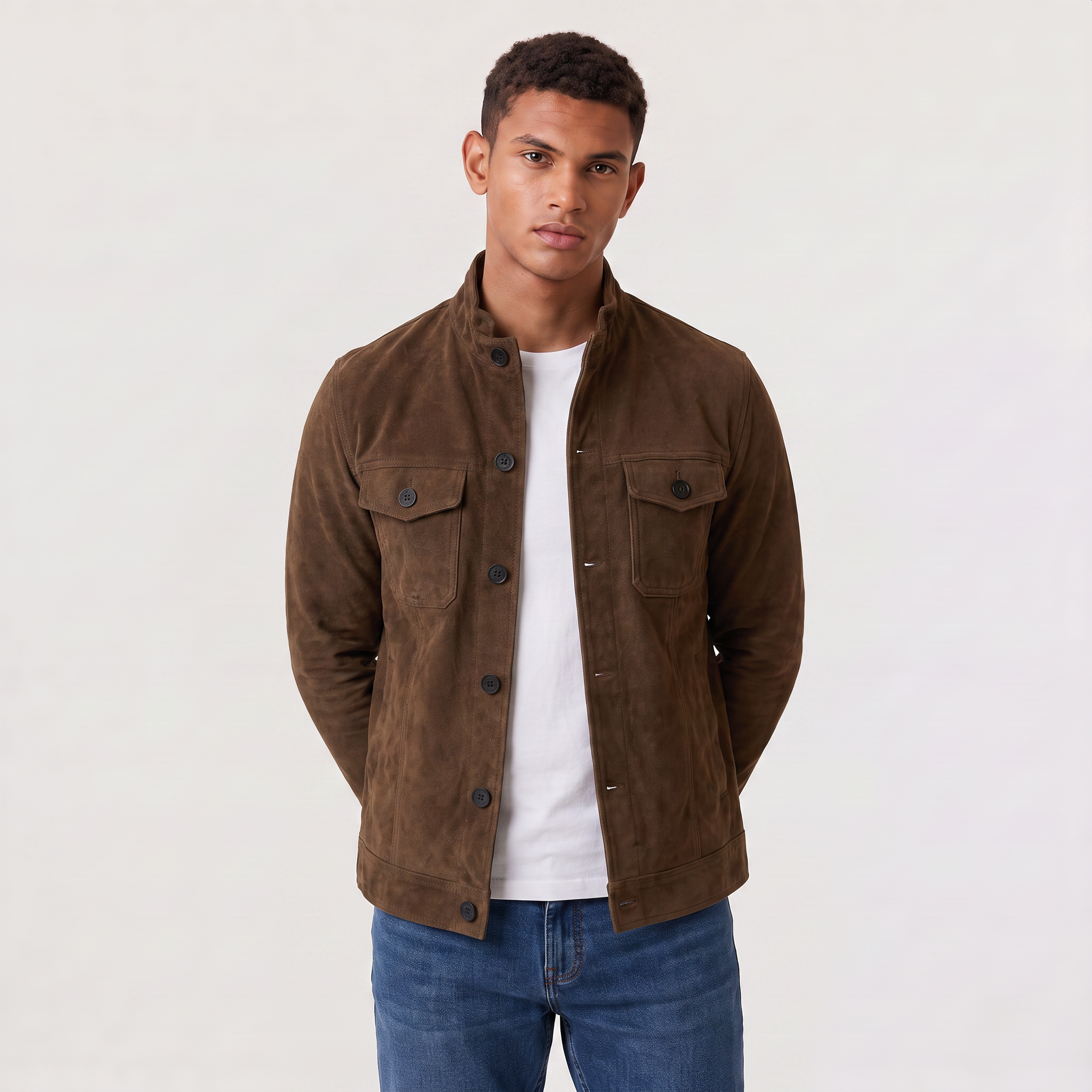 Veste camionneur homme en imitation cuir velours