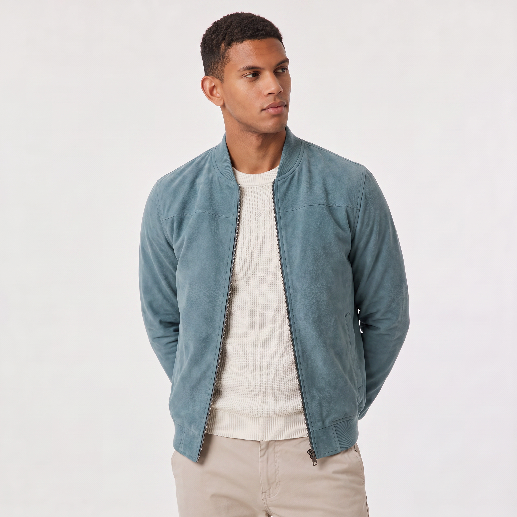 Herren Bomberjacke in Veloursleder-Optik