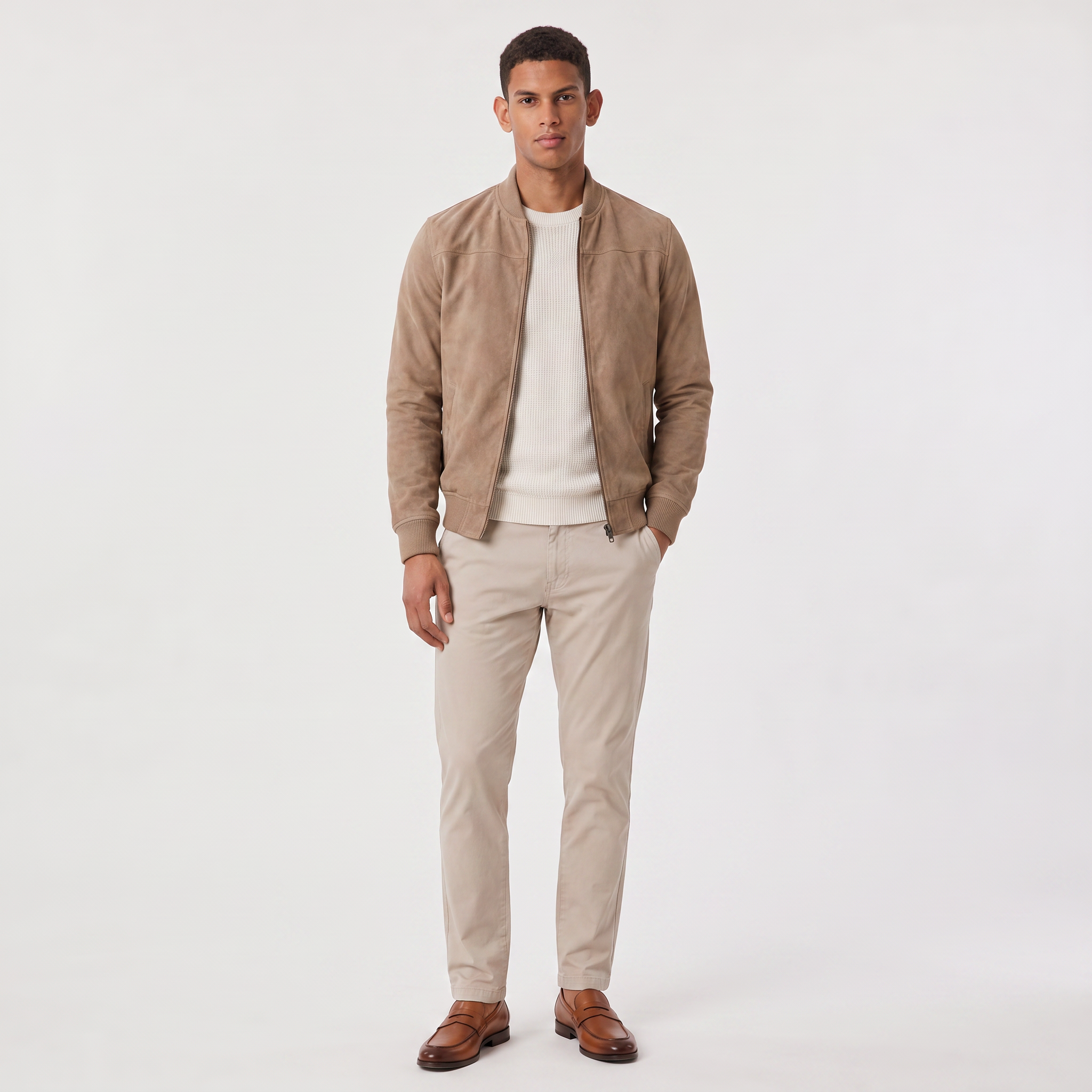 Herren Bomberjacke in Veloursleder-Optik