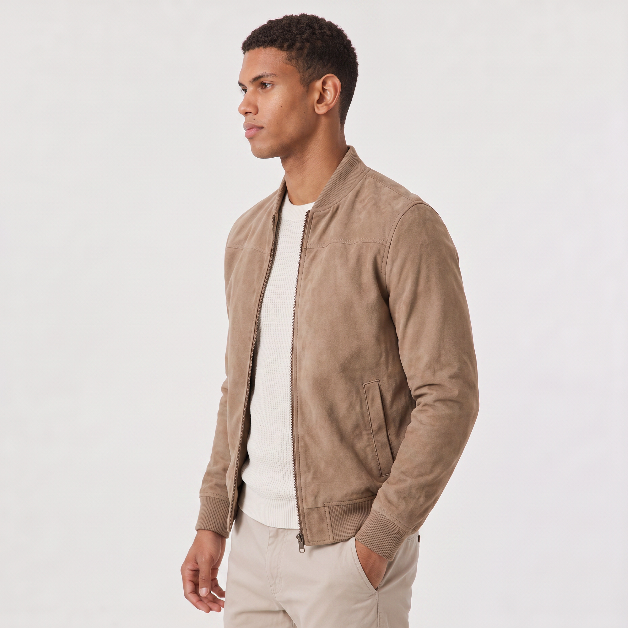 Herren Bomberjacke in Veloursleder-Optik