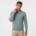 Herren Rippstrick-Wollpullover mit Rollkragen