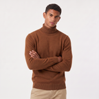 Herren Rippstrick-Wollpullover mit Rollkragen