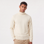 Herren Rippstrick-Wollpullover mit Rollkragen