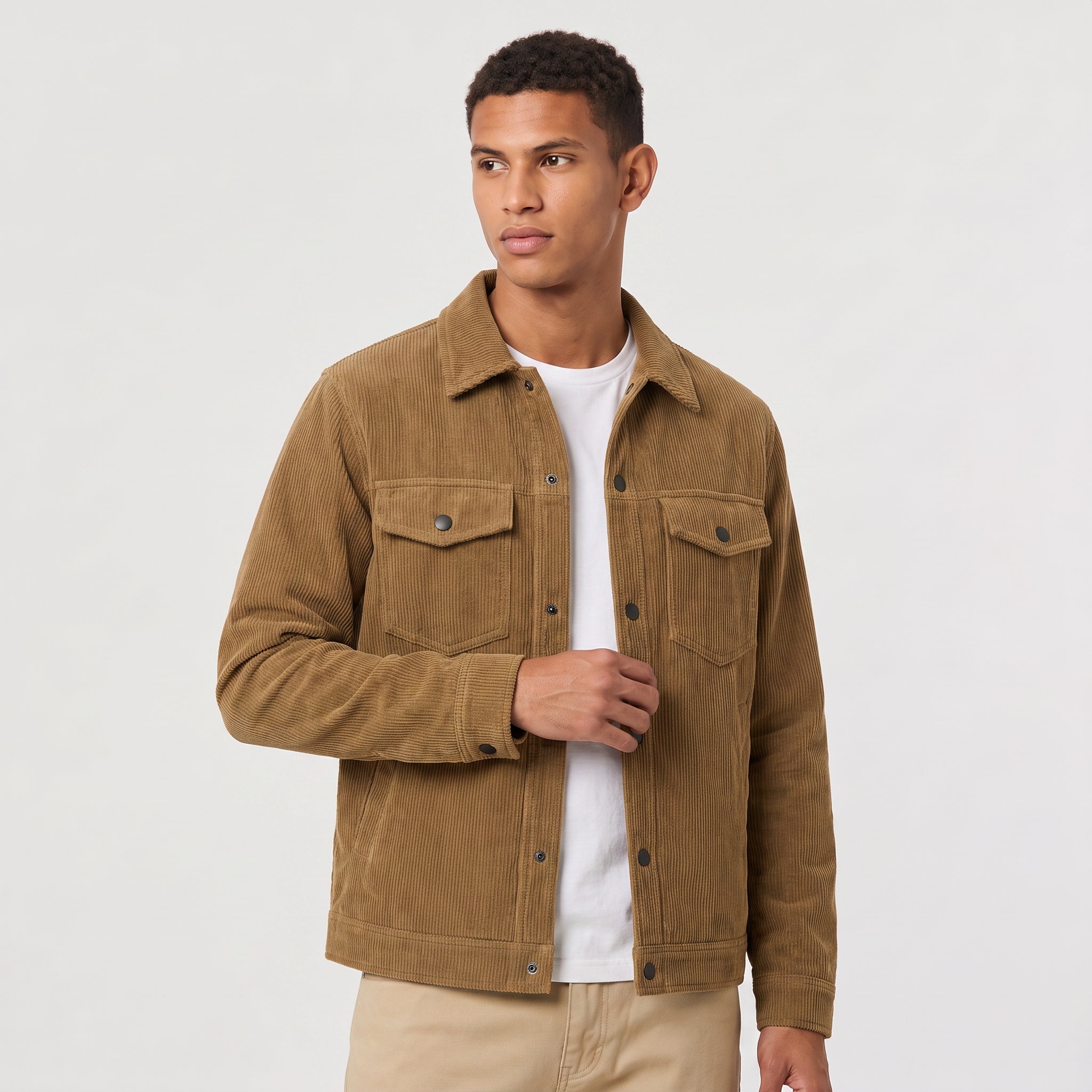 Herren Cord-Overshirt mit Druckknöpfen