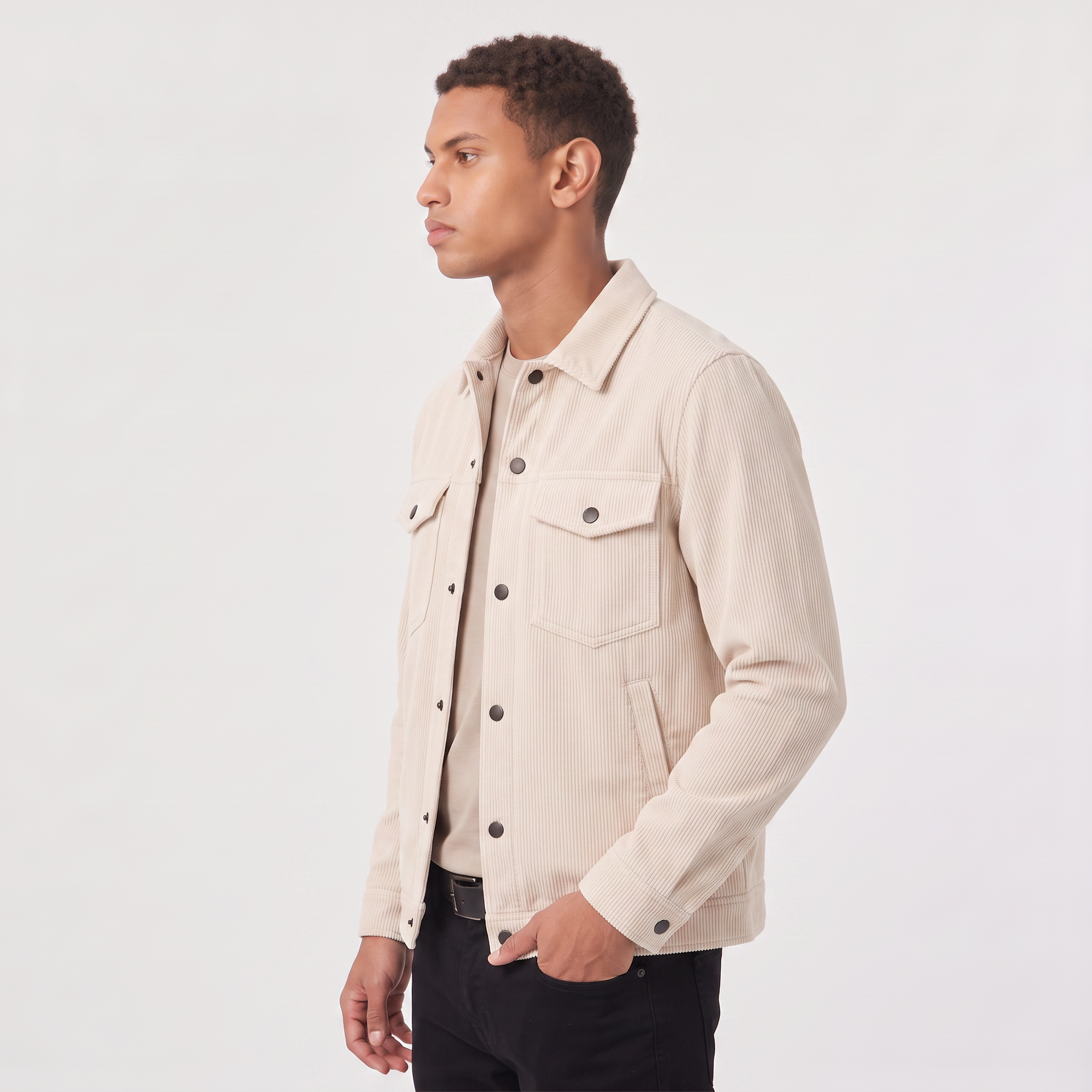 Herren Cord-Overshirt mit Druckknöpfen