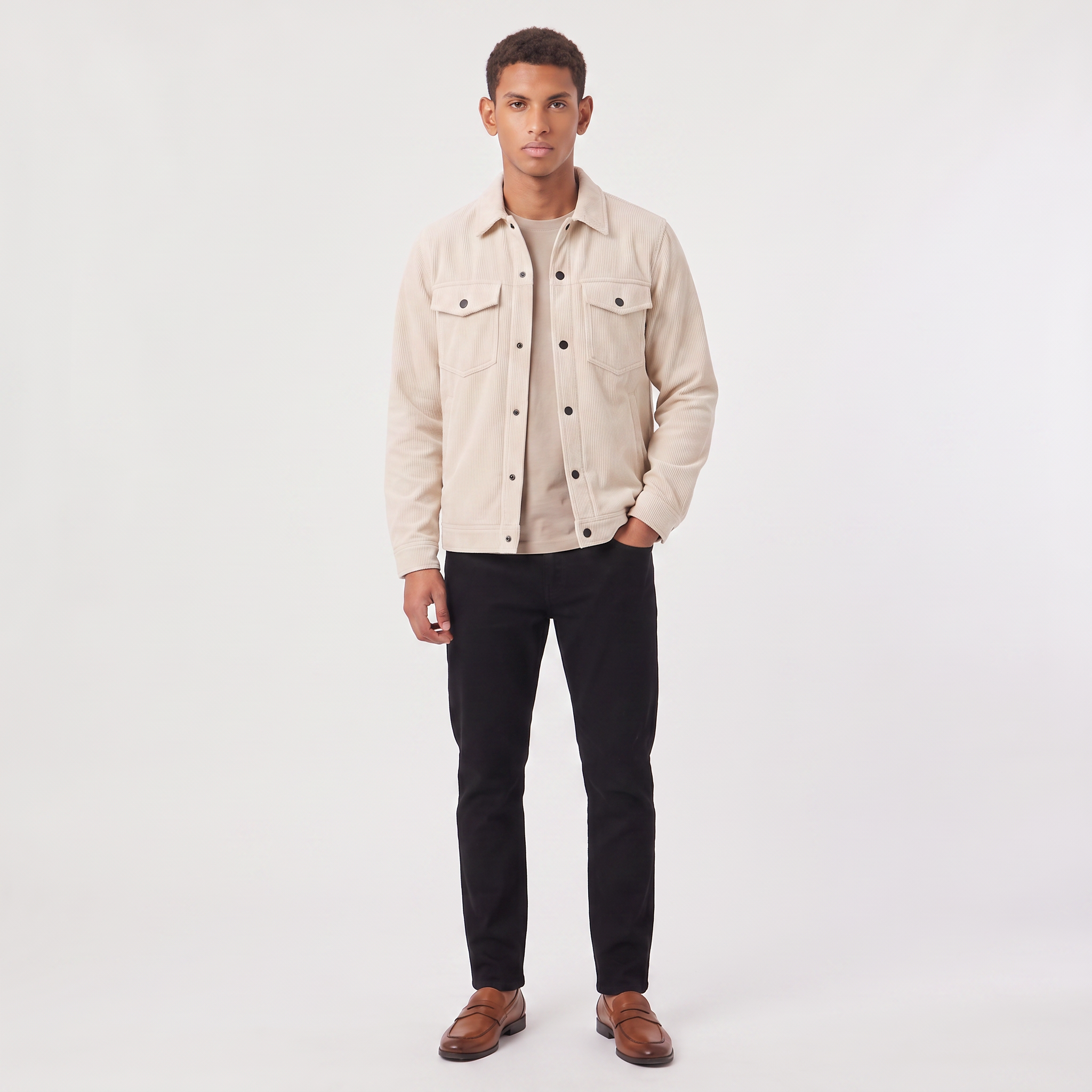 Herren Cord-Overshirt mit Druckknöpfen