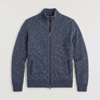 Herren Struktur-Strickjacke mit Stehkragen und Reißverschluss