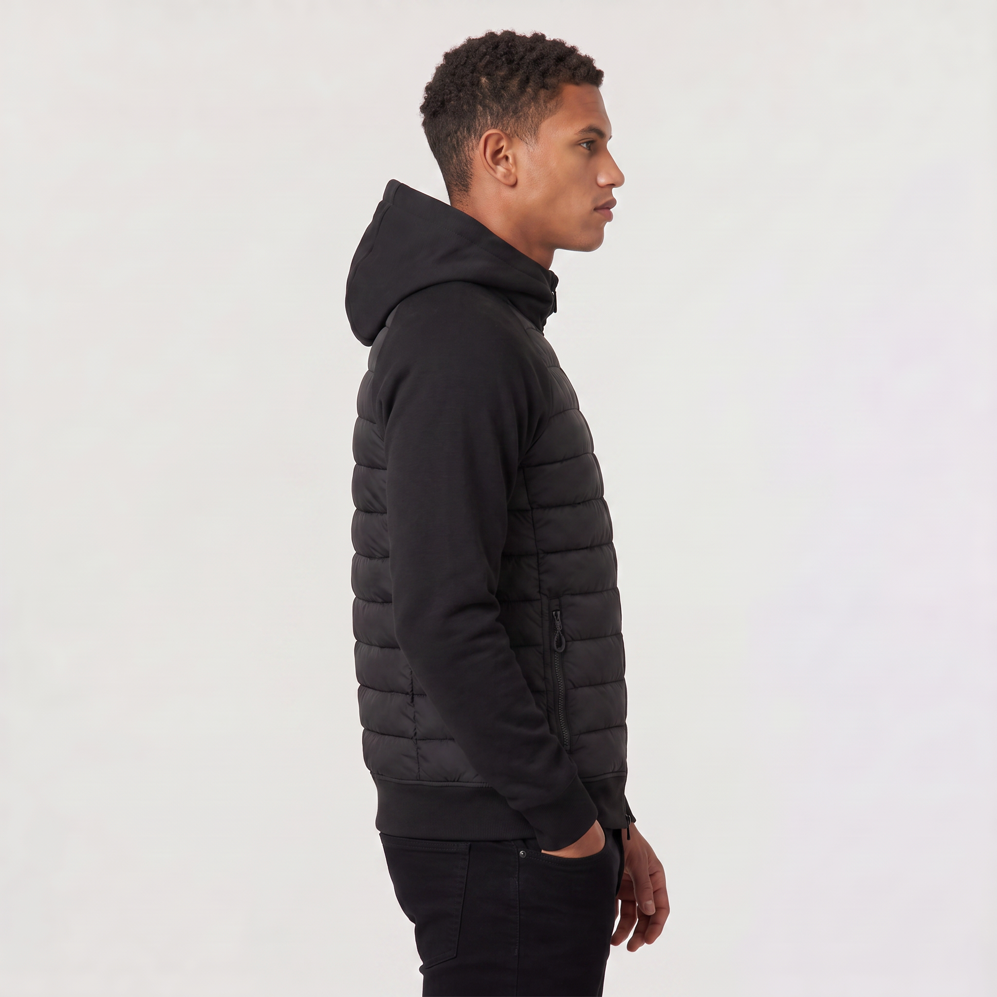Herren Hybrid-Steppjacke mit Kapuze
