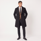Manteau long homme coupe slim à double boutonnage