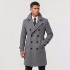 Manteau long homme coupe slim à double boutonnage