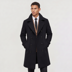 Manteau long homme coupe slim à double boutonnage