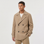 Manteau trench court pour homme à double boutonnage avec col à revers