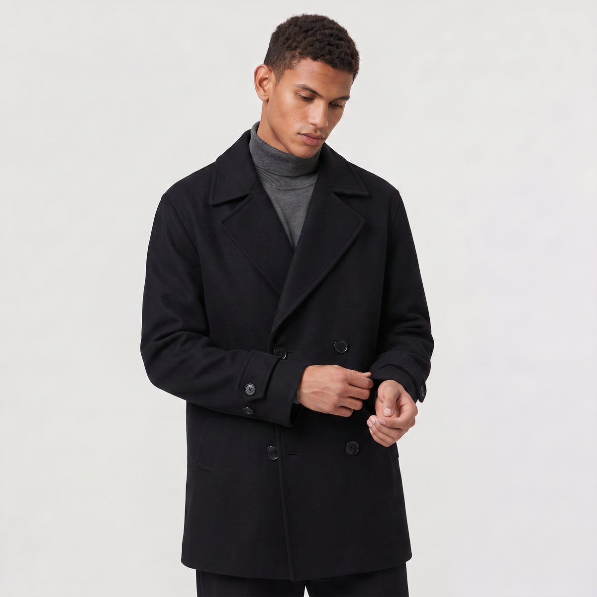 Heren Korte Trenchcoat Dubbelgebreid met Reverskraag