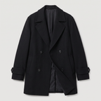 Manteau trench court pour homme à double boutonnage avec col à revers