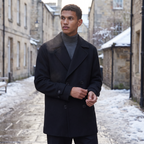 Manteau trench court pour homme à double boutonnage avec col à revers