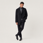 Manteau trench court pour homme à double boutonnage avec col à revers