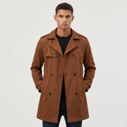 Heren Trenchcoat Dubbelgekleed met Reverskraag