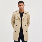 Heren Trenchcoat Dubbelgekleed met Reverskraag