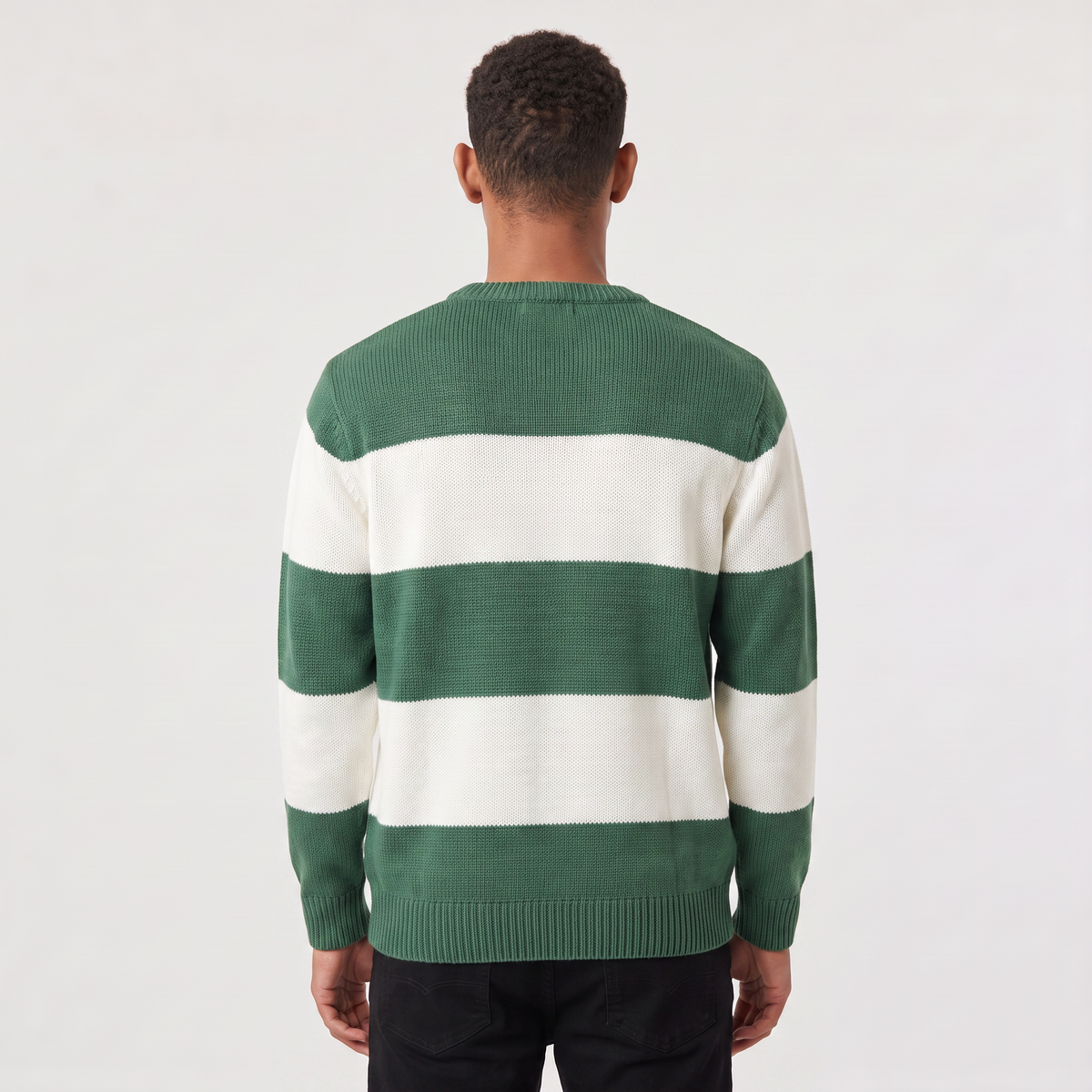 Herren Strickpullover mit Streifen Rundhals