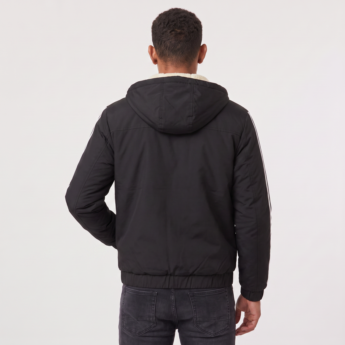 Heren hoodie met doorgestikte voering en ritssluiting