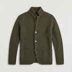 Herren Strickjacke mit Stehkragen und Knopfleiste