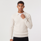 Heren ribgebreide trui met polokraag Slim Fit