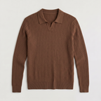 Heren ribgebreide trui met polokraag Slim Fit